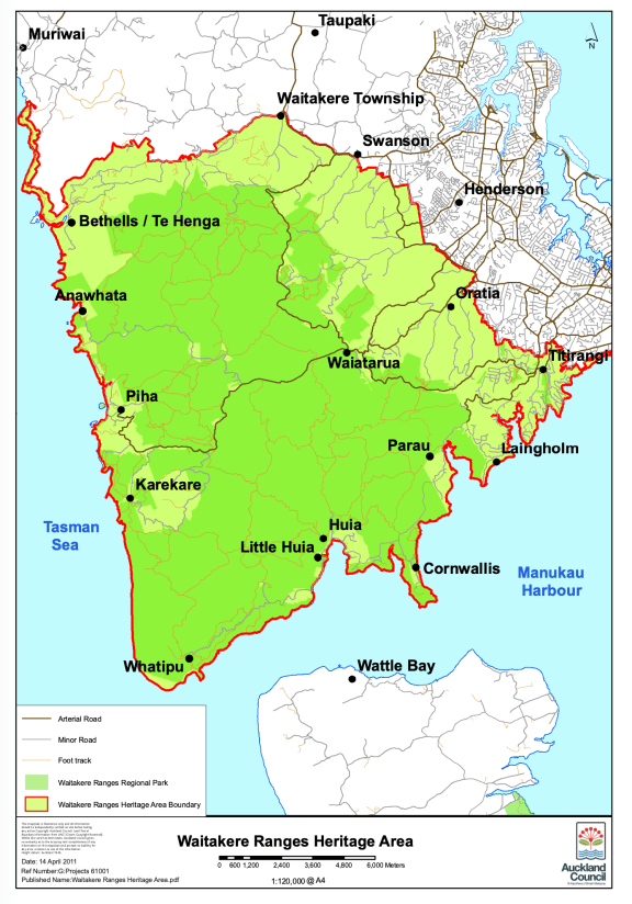 The Waitākere Ranges Heritage Area spans much of west Auckland.