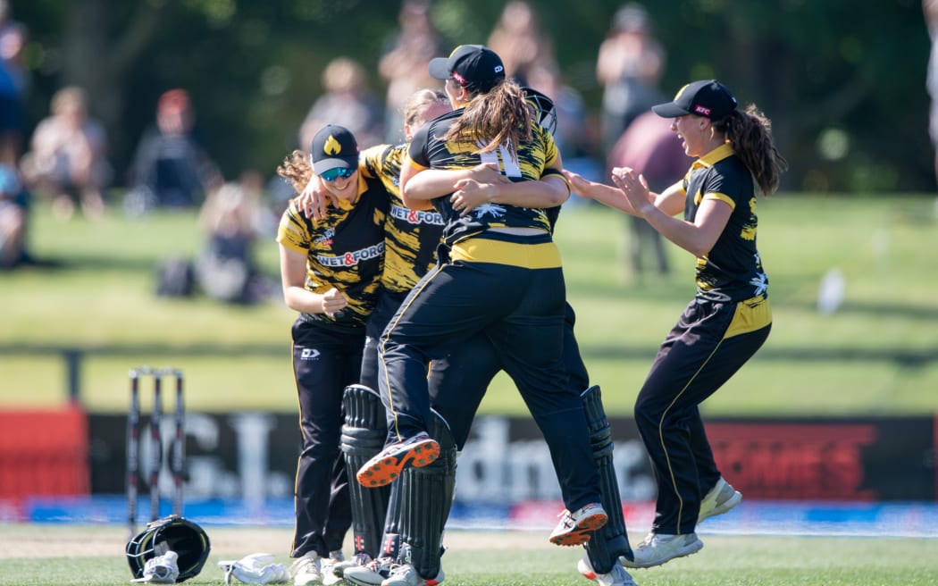 The Wellington Blaze celebrate winning the Super Smash Grand Final, 2026.