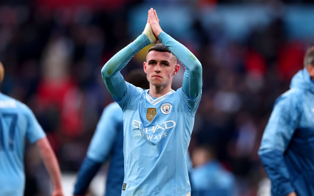 20th April 2024; Wembley Stadium, London, England; FA Cup Semi Final Football, Manchester City versus Chelsea; Phil Foden of Manchester City celebrates the 1-0 win