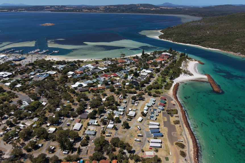 A drone shot of housing on the coast