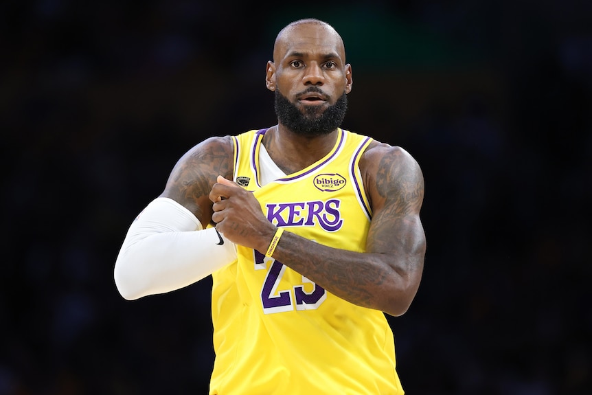 LeBron James feels inside his jersey
