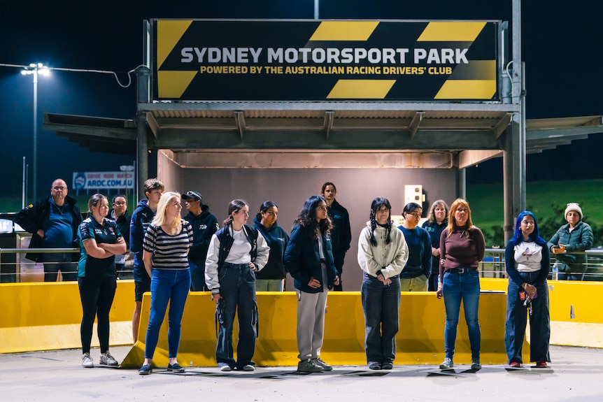 Drivers watch drifting at a motorsport track in Sydney.