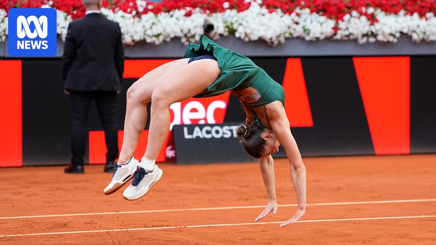 Marta Kostyuk backflips as the Ukrainian defeats Russian Mirra Andreeva in Madrid Open final