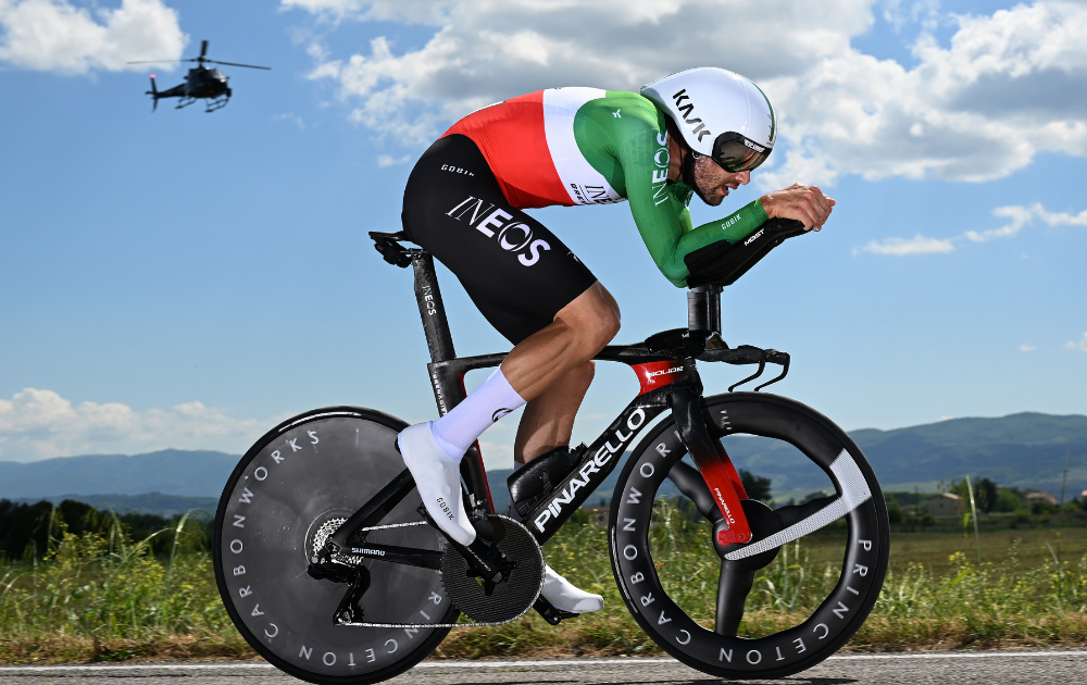 Filippo Ganna of Italy and Team INEOS Grenadiers sprints during the 107th Giro d'Italia 2024, Stage 7 a 40,6km individual time trial stage