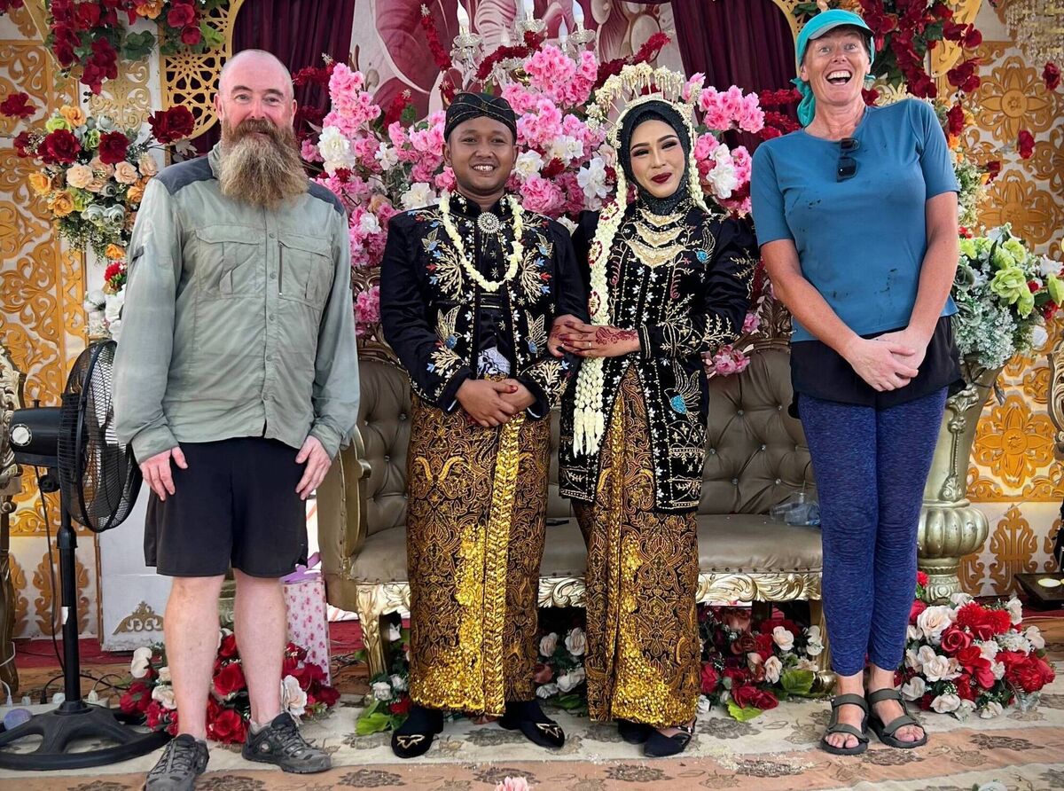 Mark and Ellie were invited to take photos with the bride and groom at a wedding in Sumatra while they were cycling there in January.