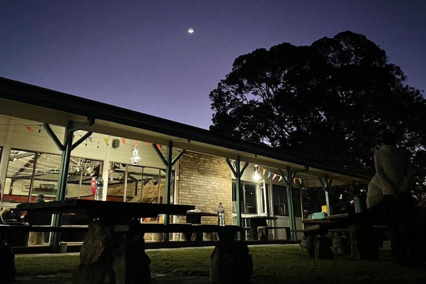 A night time shot of a building
