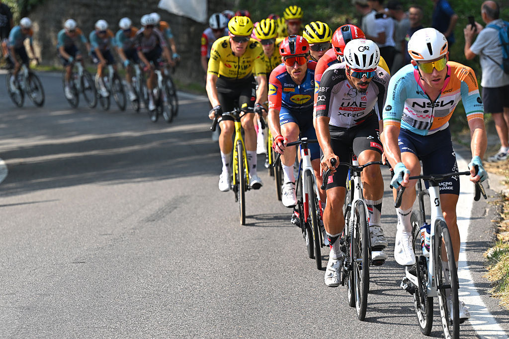 PIEVE DI SOLIGO, ITALY - MAY 28: Antonio Morgado of Portugal and UAE Team Emirates - XRG competes during the 109th Giro d&amp;apos;Italia 2026, Stage 18 a 171km stage from Fai della Paganella to Pieve di Soligo / #UCIWT / on May 28, 2026 in Pieve di Soligo, Italy. (Photo by Tim de Waele/Getty Images)