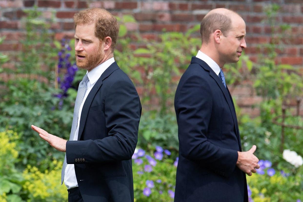 Prince Harry and Prince William on July 1, 2021Credit: Getty