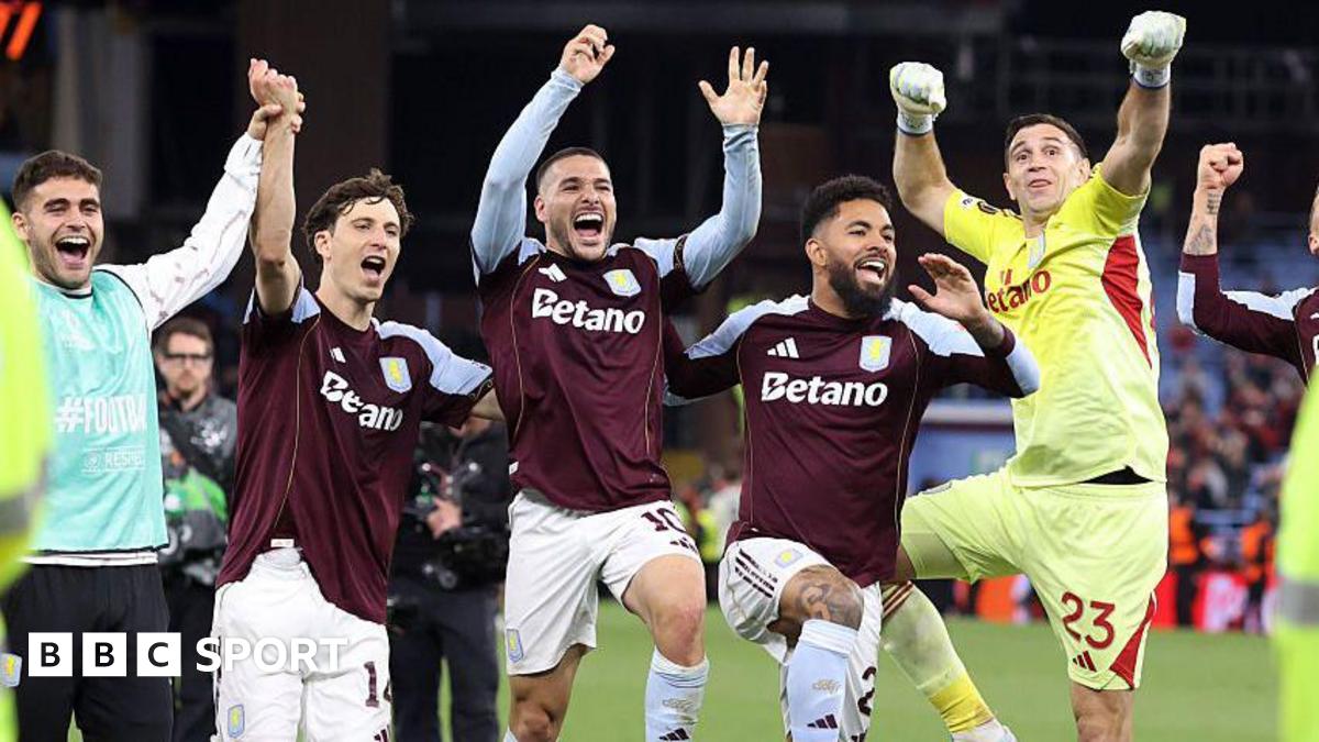 Aston Villa players celebrate
