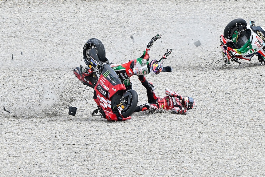 Johann Zarco is trapped inside a bike