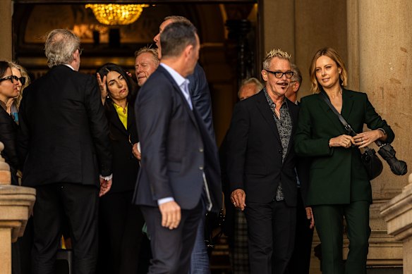 Guests at the celebration of James Valentine’s life included  Silvia Colloca, Richard Roxburgh, Kirk Pengilly and Ally Langdon.
