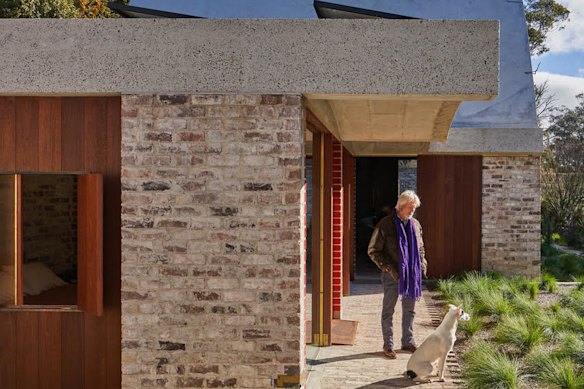 Architect Peter Stutchbury standing outside the Night Sky House his firm designed.