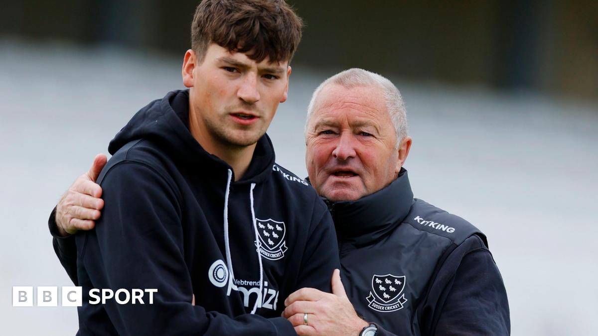 Henry Crocombe with Sussex head coach Paul Farbrace