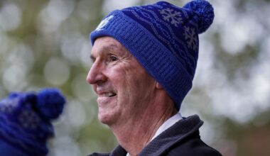 MELBOURNE, AUSTRALIA - JUNE 12: Neale Daniher takes the stage in front of the huge crowd before the "Walk to the G" ahead of the AFL match between Melbourne Demons and Collingwood Magpies at Federation Square, on June 12, 2023, in Melbourne, Australia. (Photo by Darrian Traynor/Getty Images)