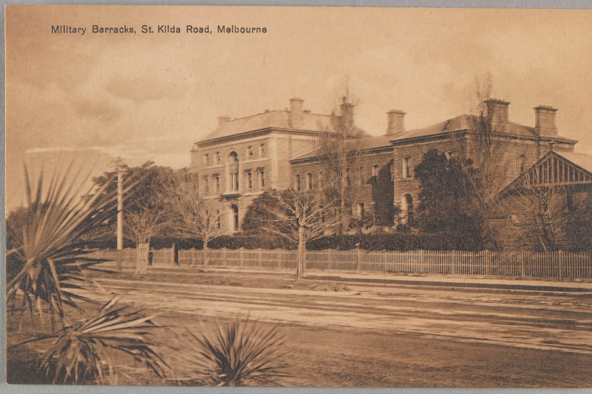 Victoria Barracks Melbourne on a 1911 postcard