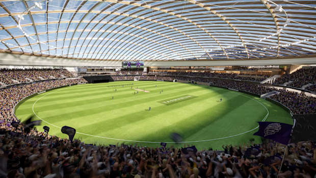 An artist's impression of the proposed Macquarie Point stadium.
