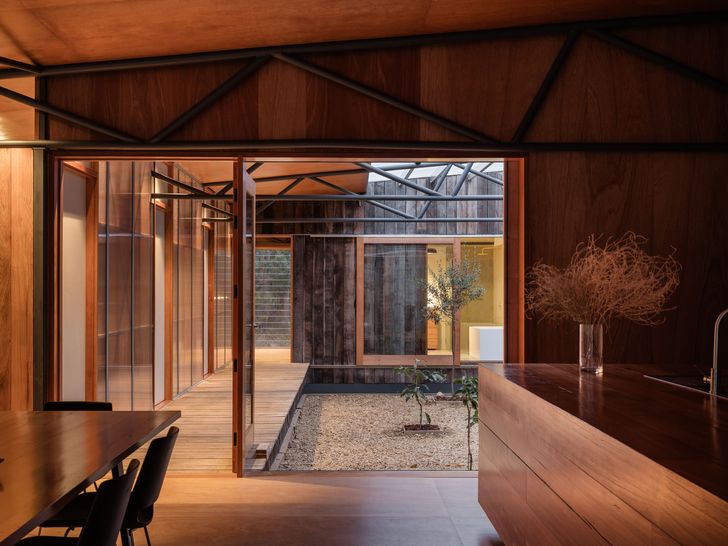 The workshop footprint was generous, which allowed the architects to carve into it and form courtyards.