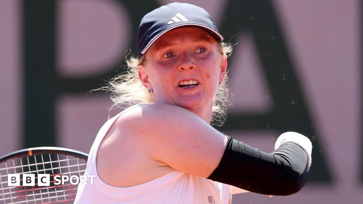 Britain's Francesca Jones hits a shot during her second round match at the French Open