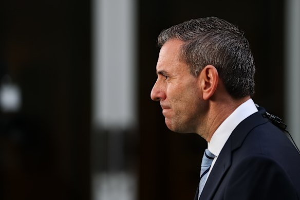 Treasurer Dr Jim Chalmers during a television interview following the budget.