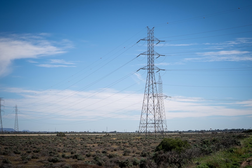 A view of a transmission tower in the vicinity of Port Augusta in SA.