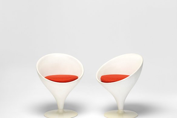 Stem dining chairs, 1969, by designers Grant and Mary Featherston.