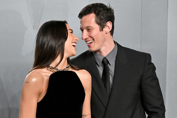 Dua Lipa and Callum Turner at the 2026 Vanity Fair Oscar Party hosted by Mark Guiducci at Los Angeles County Museum of Art on March 15, 2026 in Los Angeles, California.