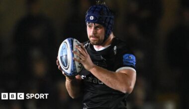 John Hawkins receives the ball at a Newcastle lineout