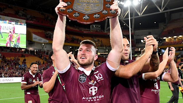 Jai Arrow of the Maroons celebrates victory