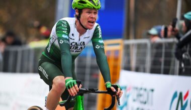 TURIN, ITALY - MARCH 18: Sebastian Berwick of Australia and Team Caja Rural - Seguros RGA crosses the finish line during the 106th Milano-Torino 2026 a 174km one day race from Rho to Turin - Superga 670m / #UCIWT / on March 18, 2026 in Turin, Italy. (Photo by Tim de Waele/Getty Images)