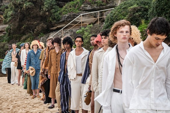 The Commas show at Tamarama Beach Sydney, with rain enhancing the wet look.