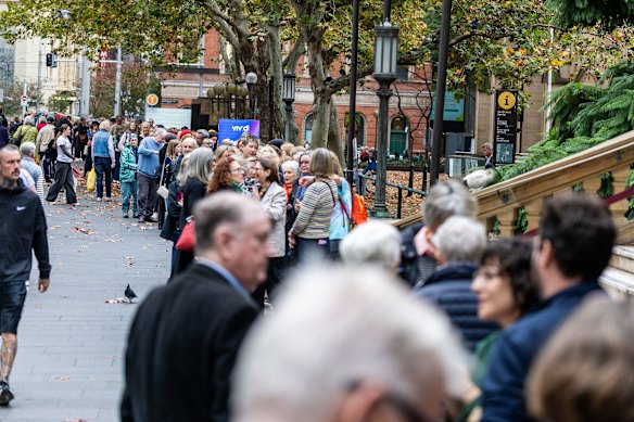 The queue extended down the block outside Town Hall ahead of the service.