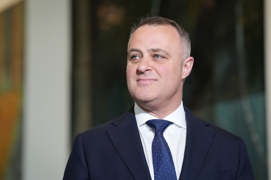 Shadow Treasurer Tim Wilson smiling and wearing a suit and blue tie.