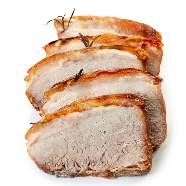 roasted pork slices roasted pork slices isolated on white background