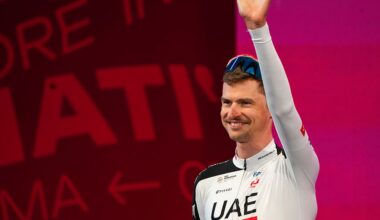 UAE Team Emirates - XRG Pro Cycling team members Adam Yates, Igor Arrieta, Mikkel Bjerg, Jan Christen, Jhonatan Narvaez, Marc Soler, Antonio Morgado, and Jay Vine