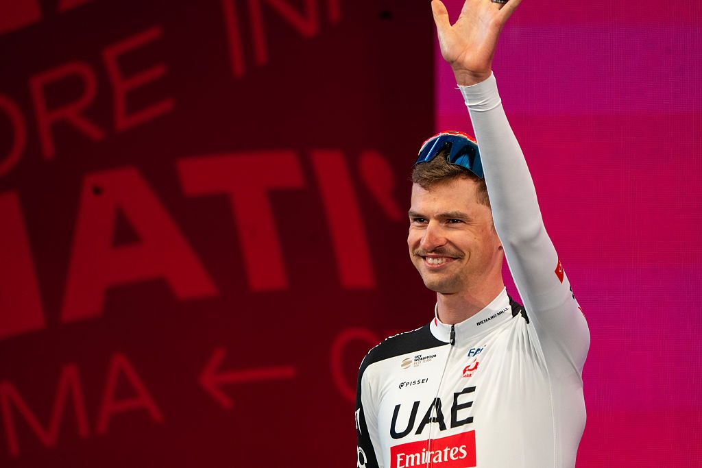 UAE Team Emirates - XRG Pro Cycling team members Adam Yates, Igor Arrieta, Mikkel Bjerg, Jan Christen, Jhonatan Narvaez, Marc Soler, Antonio Morgado, and Jay Vine