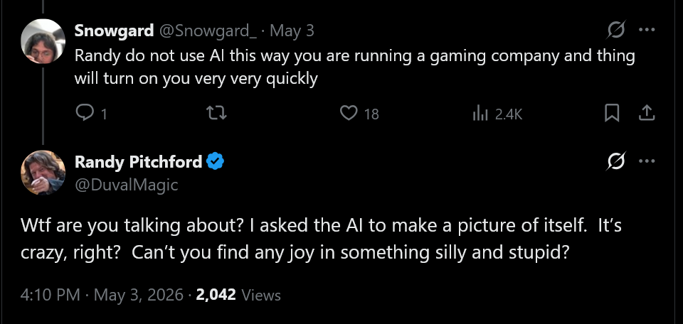 Wtf are you talking about? I asked the AI to make a picture of itself. It's crazy, right? Can't you find any joy in something silly and stupid?
