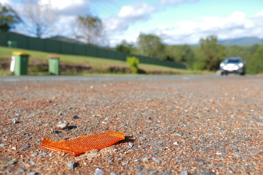 Close up of broken plastic from car