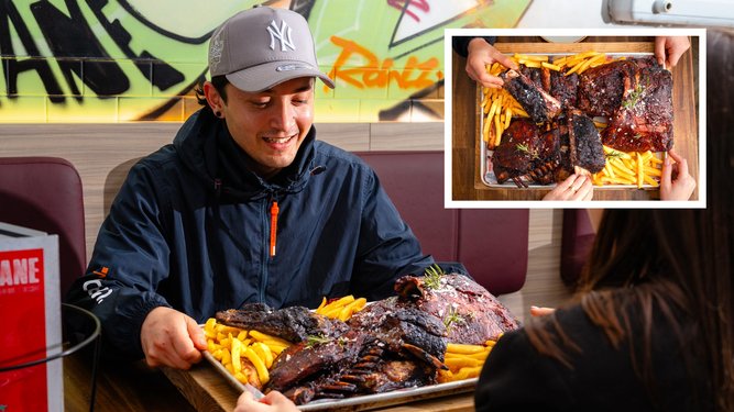 Ribs Lane has set a challenge for punters to polish off a meat platter in 15 minutes to win free ribs.