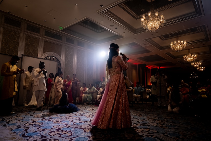 A singer performing.
