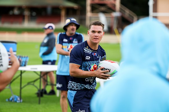 Zane Harrison at Titans training at North Sydney Oval on Thursday.