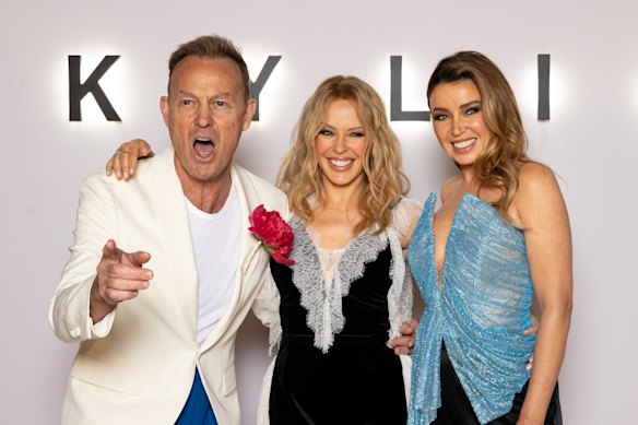 Jason Donovan, Kylie Minogue and Dannii Minogue at the launch of the Netflix documentary in London.