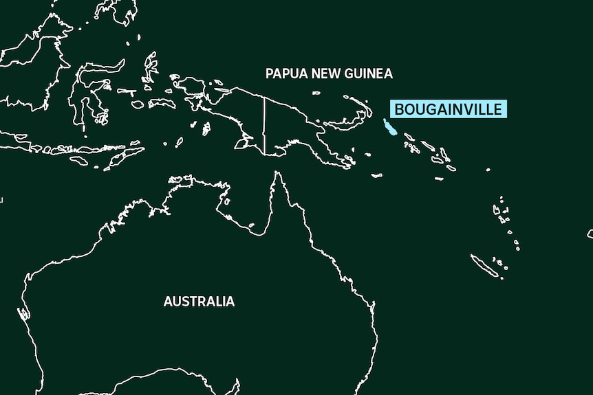 A map showing Bougainville's location in the Pacific in relation to Australia.