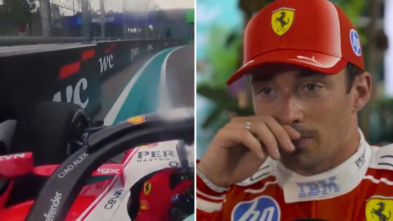 Charles Leclerc reacts to Ferrari freefall, penalty after Oscar Piastri overtake, crash, video