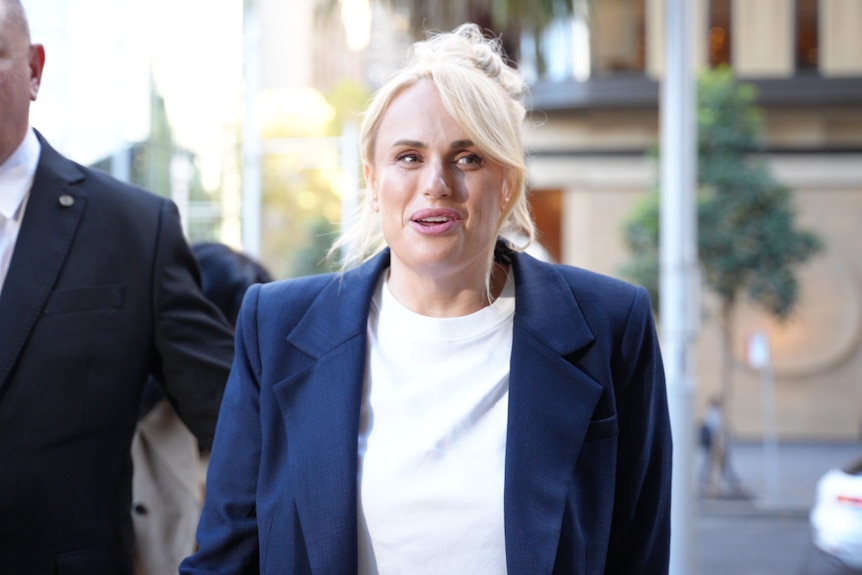 Rebel Wilson arrives at the Federal Court of Australia for her defamation trial