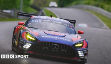 The Mercedes-AMG GT3 of Max Verstappen, Lucas Auer, Jules Gounon and Daniel Juncadella during the Nurburgring 24 Hours race