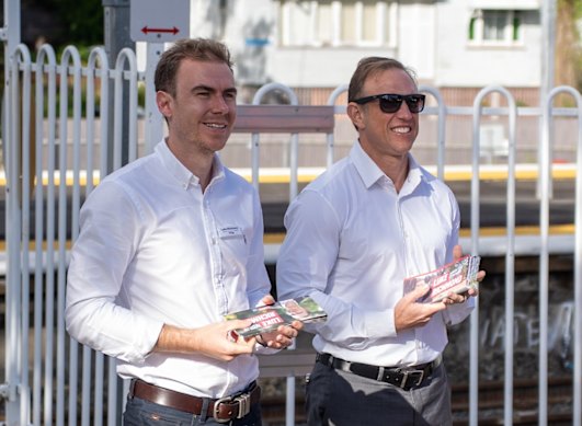 Steven Miles campaigns in Stafford alongside Labor candidate Luke Richmond.