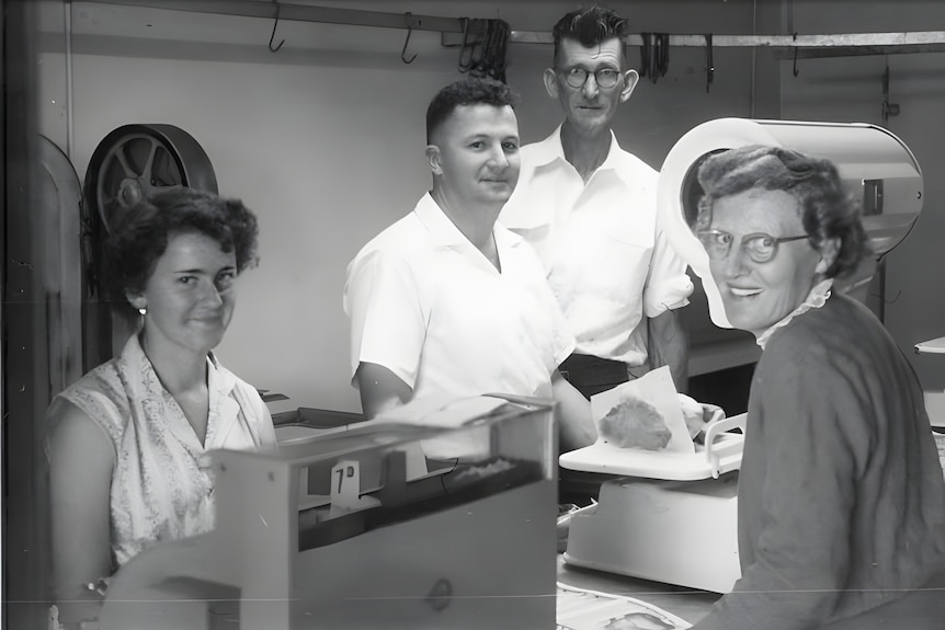 Historic black and white photo.