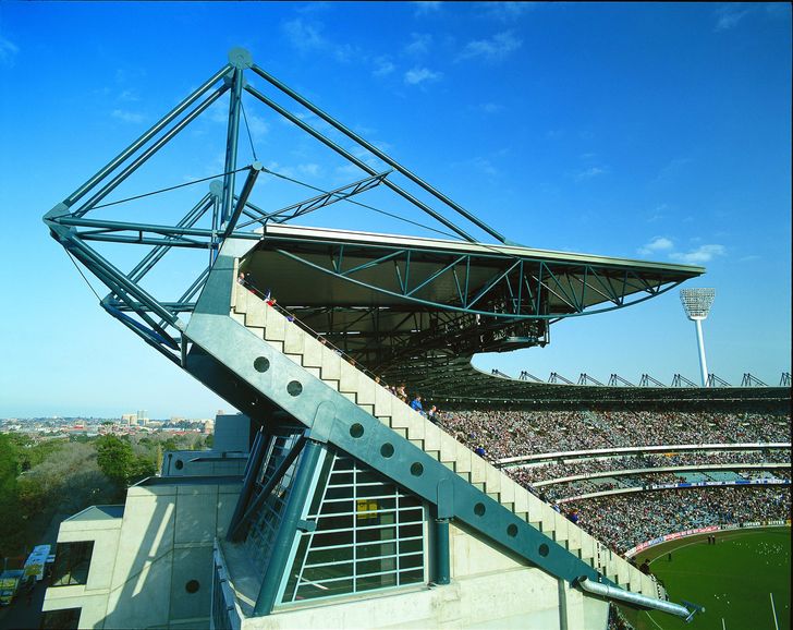 Great Southern Stand (1989–92, now the Shane Warne Stand) at the Melbourne Cricket Ground, by Daryl Jackson in association with Tompkins Shaw and Evans.
