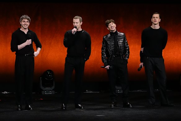 (From left) Paul Mescal, Joseph Quinn, Barry Keoghan and Harris Dickinson, who will play the Beatles in four films about their journey.