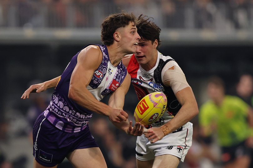 Neil Erasmus was solid in his 50th AFL game.